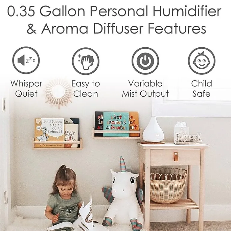 Crane 2-In-1 Personal 0.35 Gallon Ultrasonic Cool Mist Humidifier & Aroma Diffuser
