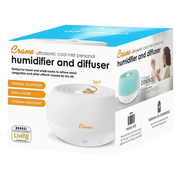 Crane 2-In-1 Personal 0.2 Gallon Ultrasonic Cool Mist Humidifier & Aroma Diffuser