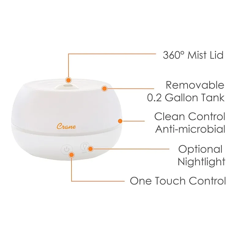 Crane 2-In-1 Personal 0.2 Gallon Ultrasonic Cool Mist Humidifier & Aroma Diffuser