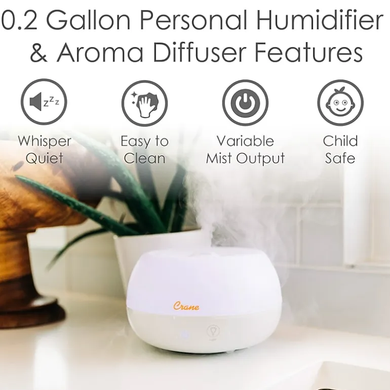 Crane 2-In-1 Personal 0.2 Gallon Ultrasonic Cool Mist Humidifier & Aroma Diffuser