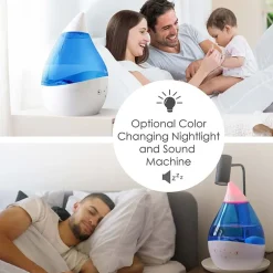 Crane 4-In-1 Top Fill 1 Gallon Cool Mist Humidifier with Sound Machine - Blue/White