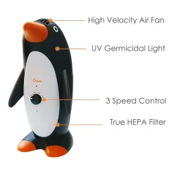 Crane True HEPA Air Purifier With Germicidal UV Light, 150 Sq Ft. Coverage, Penguin