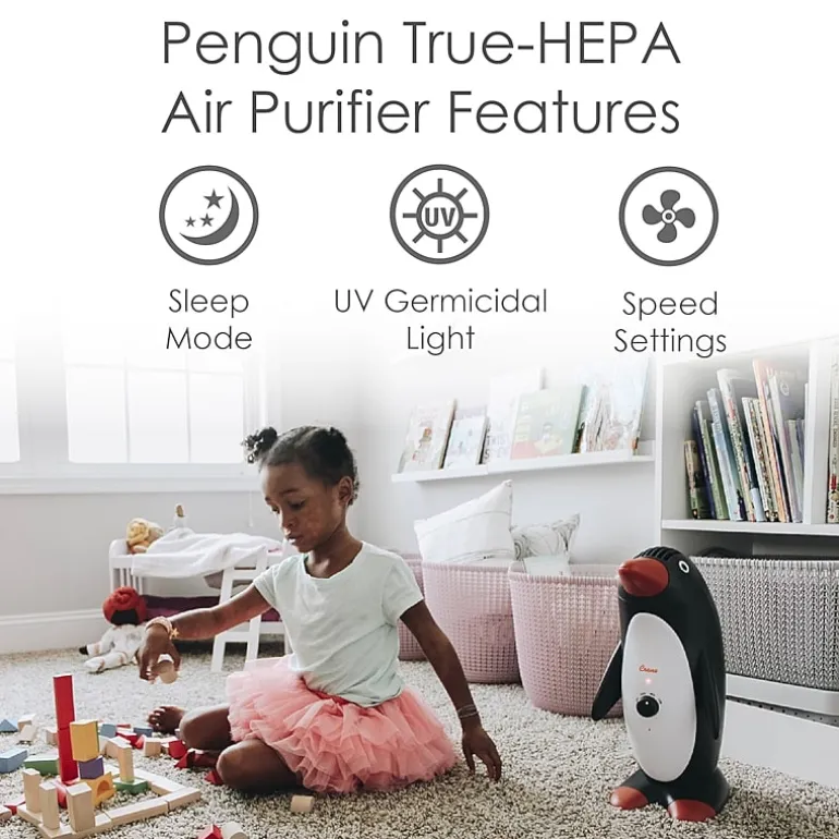 Crane True HEPA Air Purifier With Germicidal UV Light, 150 Sq Ft. Coverage, Penguin