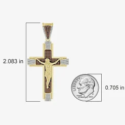 Crucifix (Brown / I3) Mens 1/2 CT. T.W. Natural Champagne Diamond 10K Gold Cross Pendant