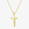Crucifix Mens 24K Gold Over Silver Cross 24 Inch Pendant Necklace