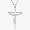 Crucifix Mens Sterling Silver Cross 24 Inch Pendant Necklace