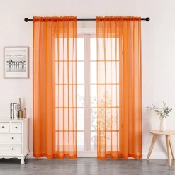 Crystal Sheer Rod Pocket Sheer Set of 2 Curtain Panel