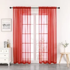 Crystal Sheer Rod Pocket Sheer Set of 2 Curtain Panel
