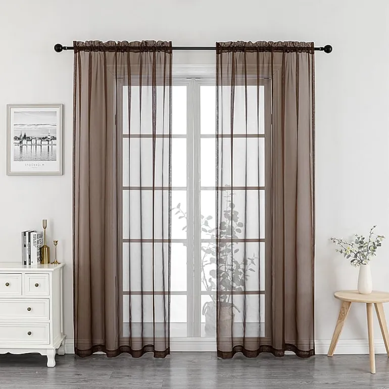 Crystal Sheer Rod Pocket Sheer Set of 2 Curtain Panel