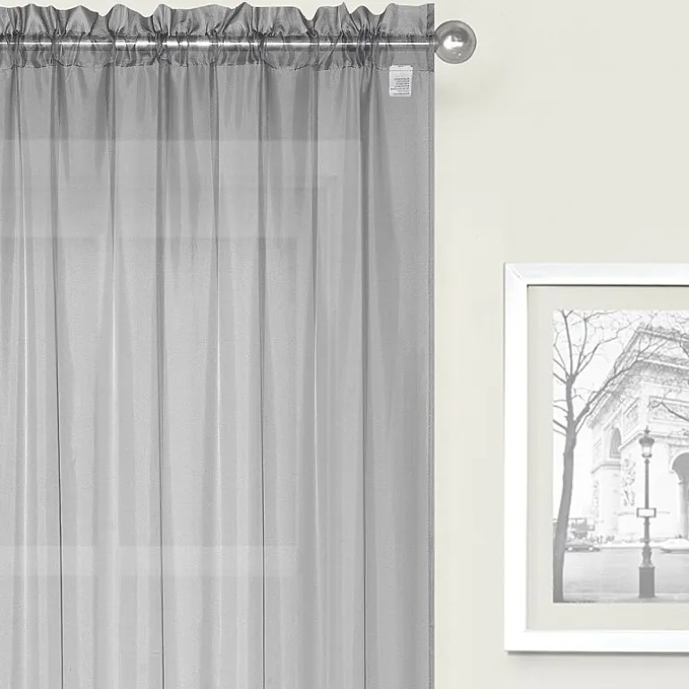 Crystal Sheer Rod Pocket Sheer Set of 2 Curtain Panel