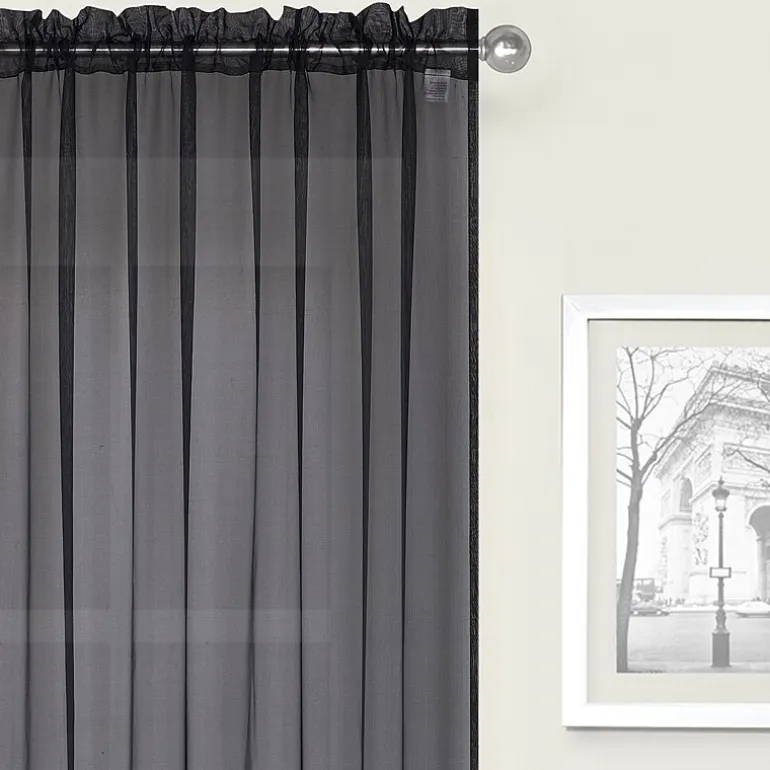 Crystal Sheer Rod Pocket Sheer Set of 2 Curtain Panel