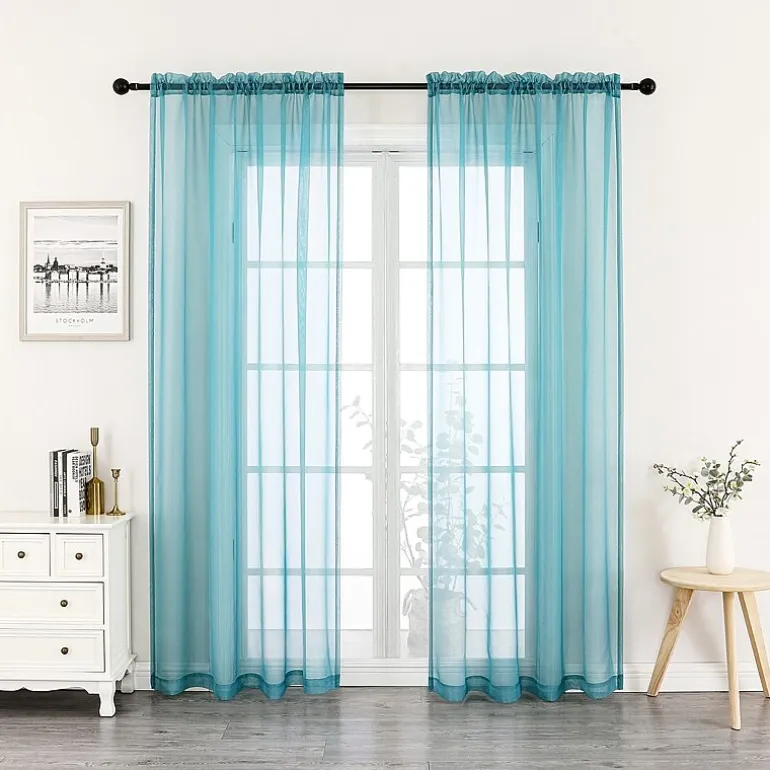 Crystal Sheer Rod Pocket Sheer Set of 2 Curtain Panel