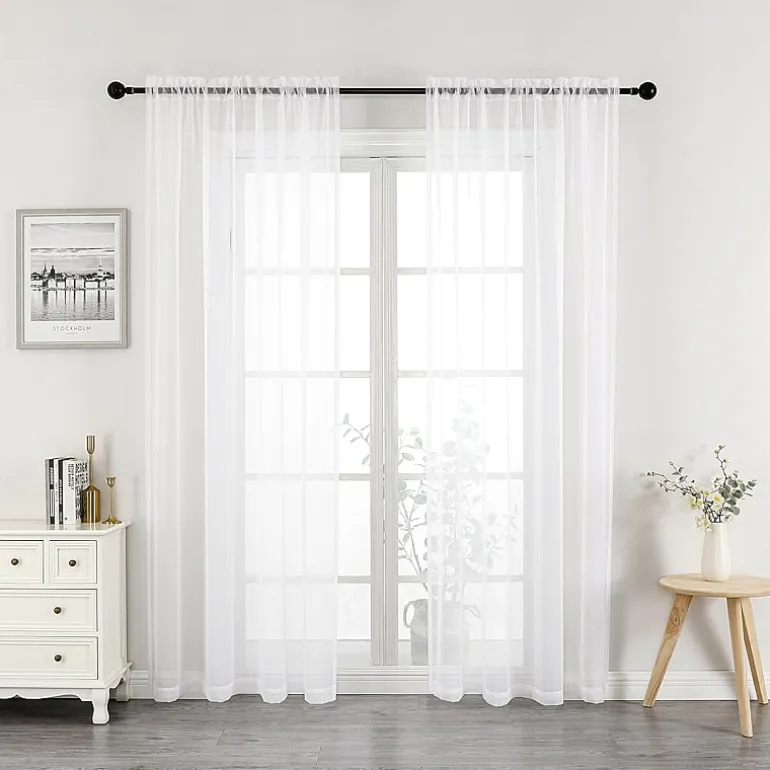 Crystal Sheer Rod Pocket Sheer Set of 2 Curtain Panel