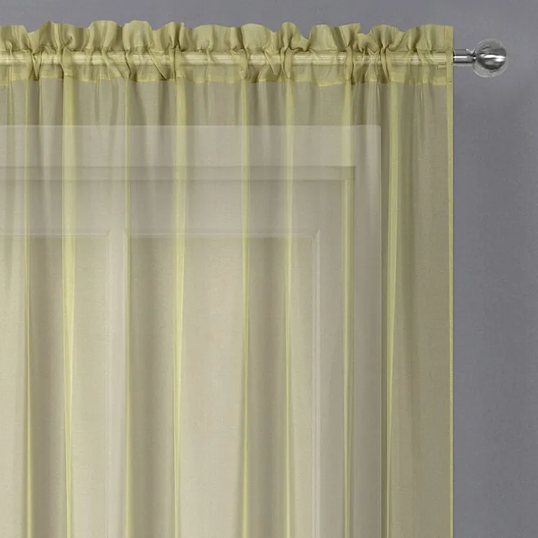 Crystal Sheer Rod Pocket Sheer Set of 2 Curtain Panel