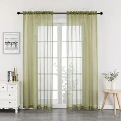 Crystal Sheer Rod Pocket Sheer Set of 2 Curtain Panel