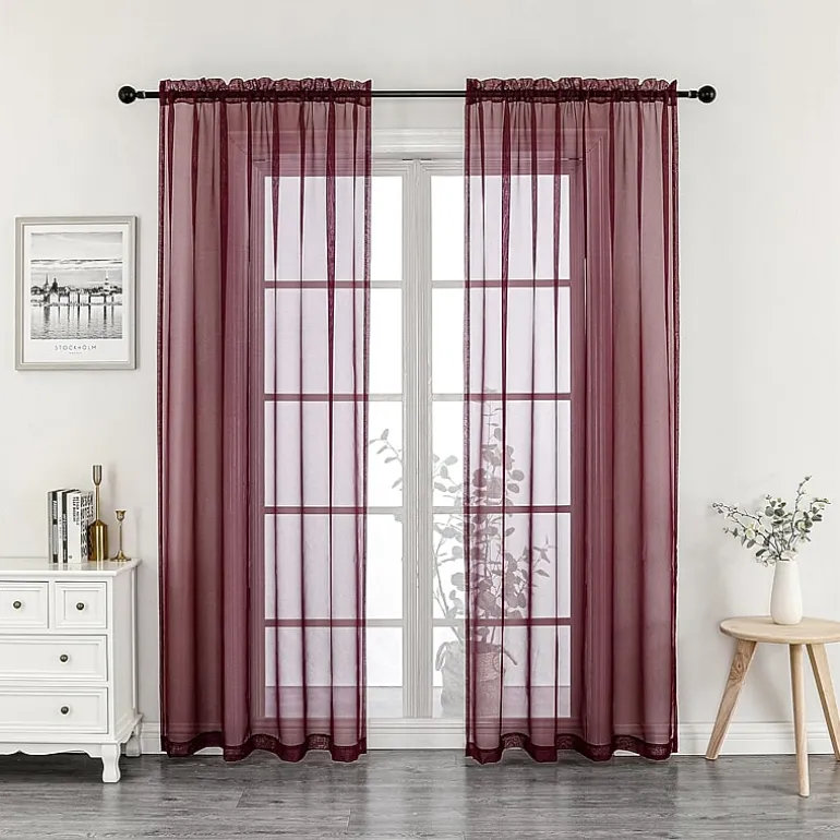 Crystal Sheer Rod Pocket Sheer Set of 2 Curtain Panel