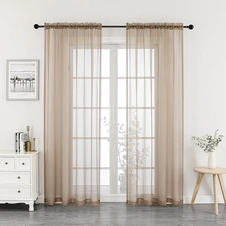 Crystal Sheer Rod Pocket Sheer Set of 2 Curtain Panel