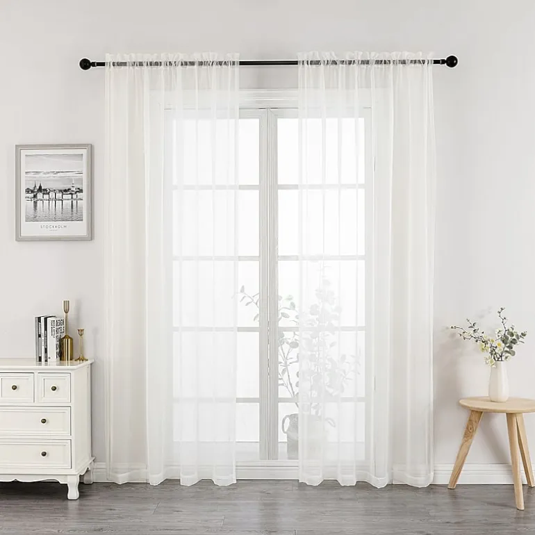 Crystal Sheer Rod Pocket Sheer Set of 2 Curtain Panel