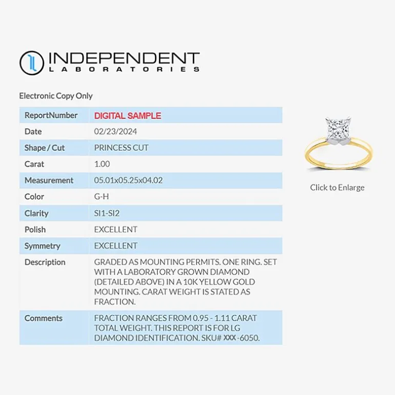 1 CT. Lab-Grown (G-H / SI1-SI2) Diamond Princess-cut Solitaire Engagement Ring in 10K Gold