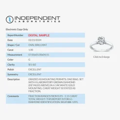 1 CT. Lab-Grown (G / SI2) Diamond Oval Solitaire Engagement Ring in 10K or 14K Gold