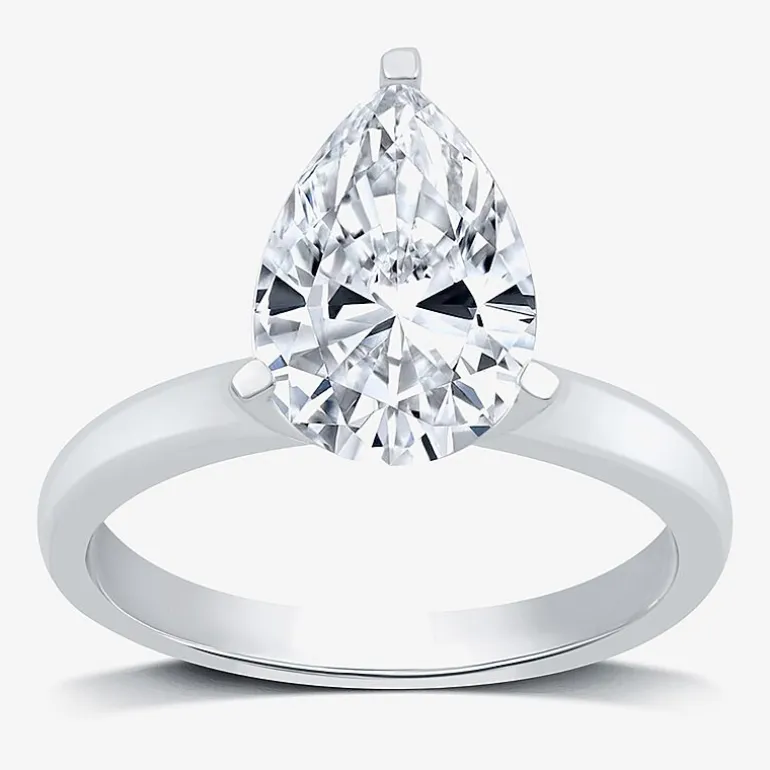 3 CT. Lab-Grown (G / VS2) Diamond Pear Solitaire Engagement Ring in14K Gold