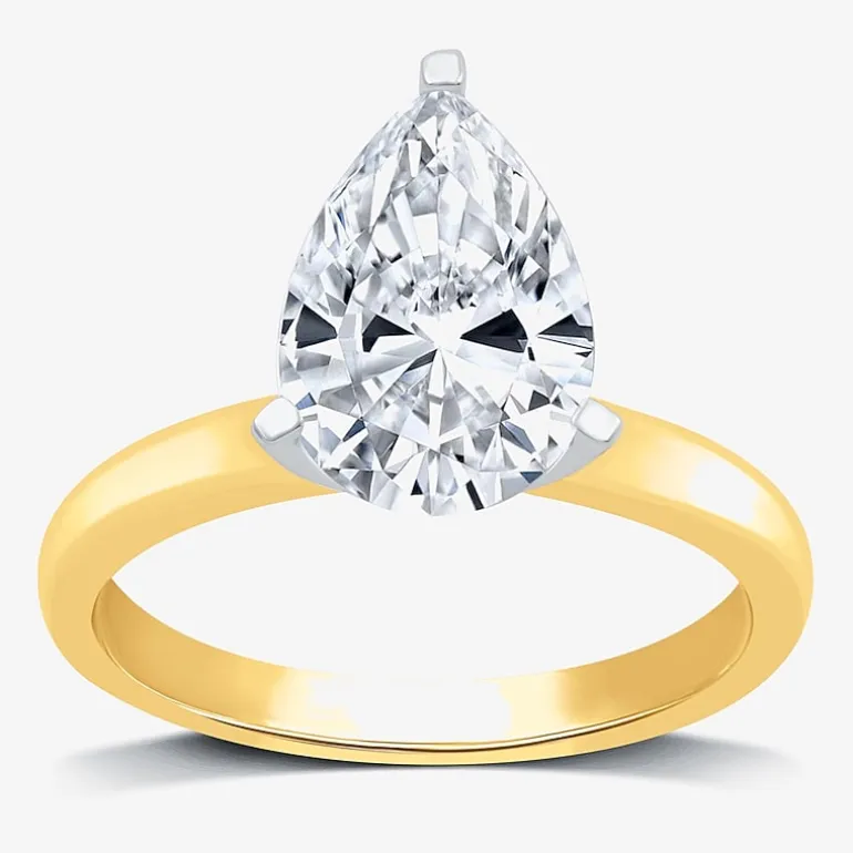 3 CT. Lab-Grown (G / VS2) Diamond Pear Solitaire Engagement Ring in14K Gold