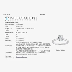 1 CT. Lab-Grown (G / VS2) Diamond Radiant-cut Solitaire Engagement Ring in 10K Gold