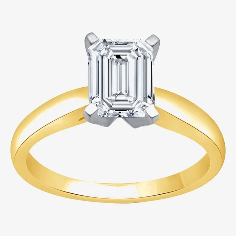 2 CT. Lab-Grown (I / SI2) Diamond Emerald-cut Solitaire Engagement Ring in 14K Gold