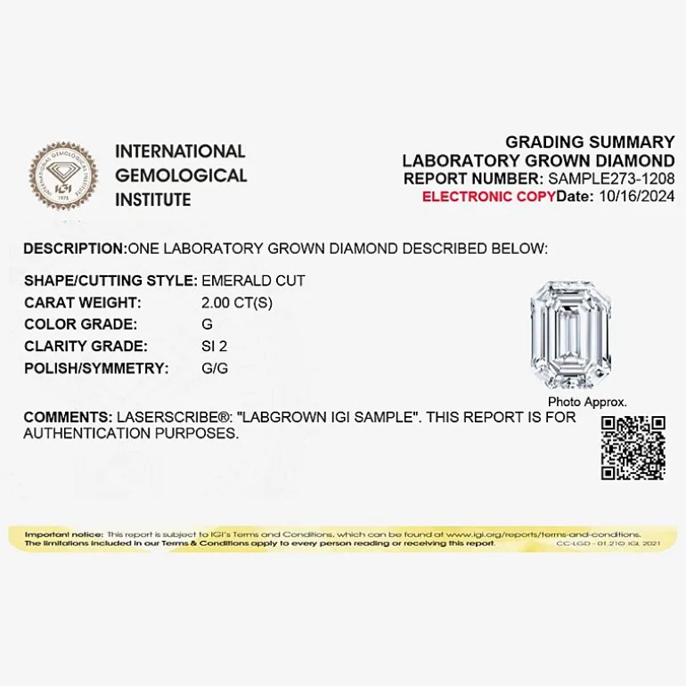 2 CT. Lab-Grown (I / SI2) Diamond Emerald-cut Solitaire Engagement Ring in 14K Gold