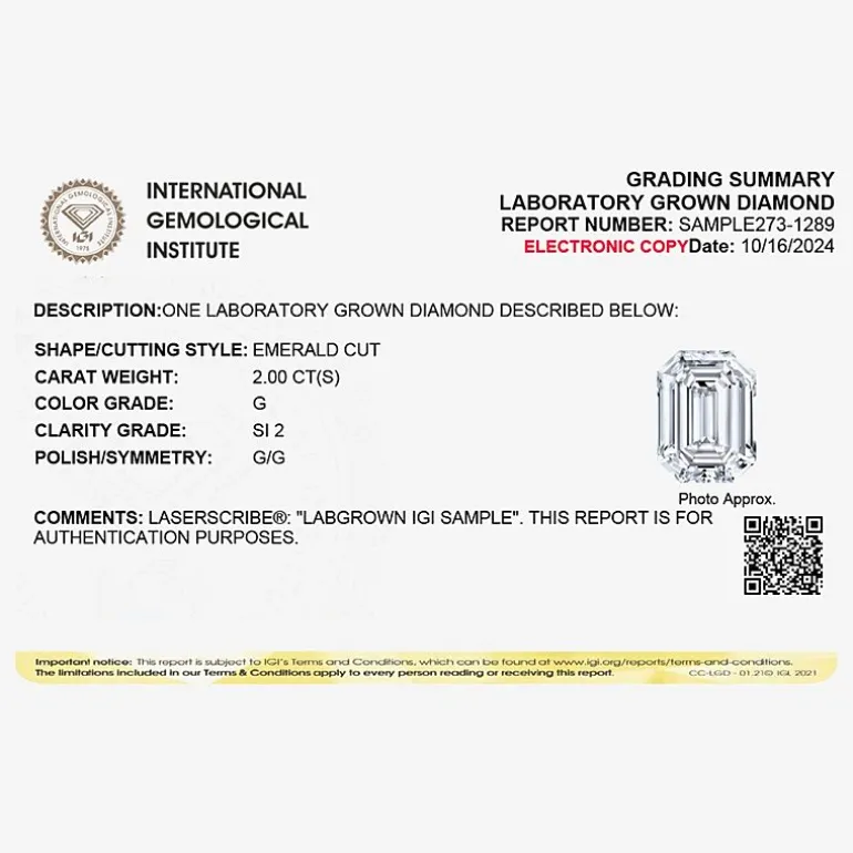 2 CT. Lab-Grown (I / SI2) Diamond Emerald-cut Solitaire Engagement Ring in 14K Gold