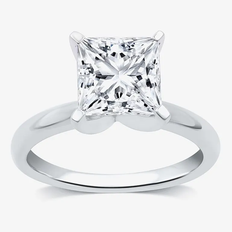 3 CT. Princess-cut Lab-Grown (G / VS2) Diamond Solitaire Engagement Ring in 14K Gold