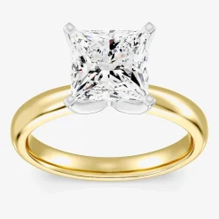 3 CT. Princess-cut Lab-Grown (G / VS2) Diamond Solitaire Engagement Ring in 14K Gold