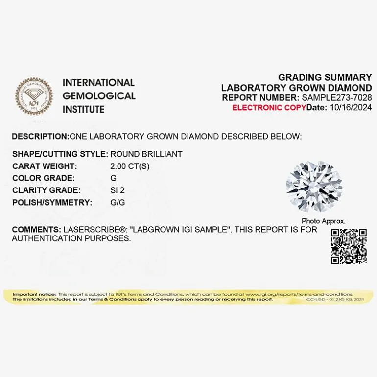 2 CT. Round Lab-Grown (G / SI2) Diamond Solitaire Engagement Ring in 14K Gold