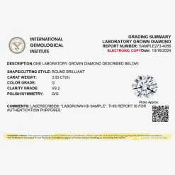 3 CT. Round Lab-Grown (G / VS2) Diamond Solitaire Engagement Ring in 14K Gold