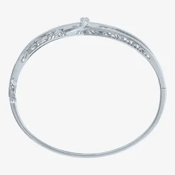 1/10 CT. T.W. Diamond Crossover Bangle Bracelet in Sterling Silver or 14K Gold Over Silver