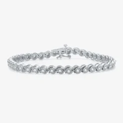 1 CT. T.W. Genuine White Diamond 7.5 Inch Tennis Bracelet in Sterling Silver or 14K Gold Over Silver