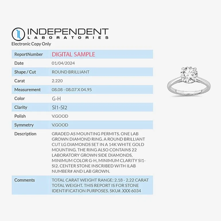 2 1/5 CT. T.W. (G-H / SI1-SI2) Lab-Grown Diamond Solitaire Engagement Ring in 14K Gold