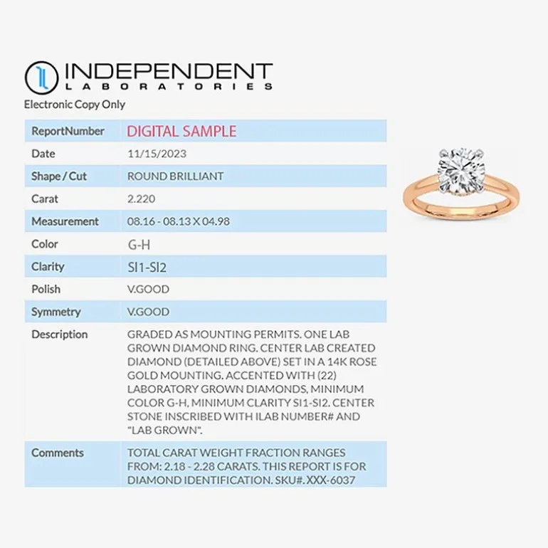 2 1/5 CT. T.W. (G-H / SI1-SI2) Lab-Grown Diamond Solitaire Engagement Ring in 14K Gold