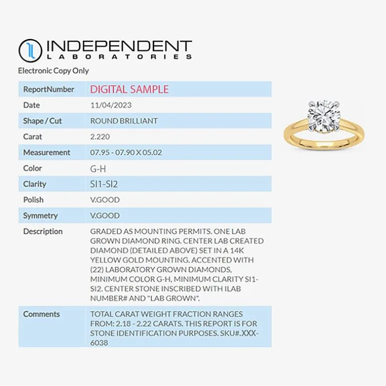 2 1/5 CT. T.W. (G-H / SI1-SI2) Lab-Grown Diamond Solitaire Engagement Ring in 14K Gold