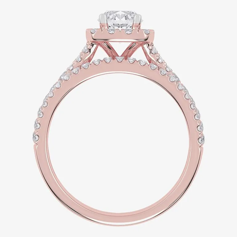 1 CT.T.W. (G / VS2-SI1) Lab-Grown Diamond Cushion Halo Wedding Engagement Ring in 10K Gold