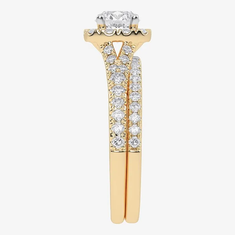 1 CT.T.W. (G / VS2-SI1) Lab-Grown Diamond Cushion Halo Wedding Engagement Ring in 10K Gold