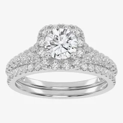 1 CT.T.W. (G / VS2-SI1) Lab-Grown Diamond Cushion Halo Wedding Engagement Ring in 10K Gold
