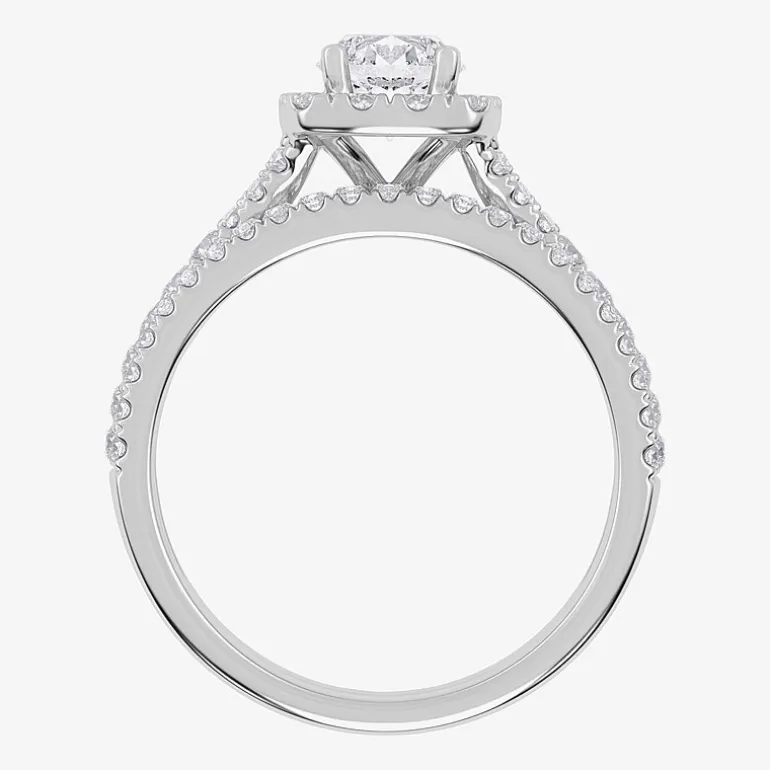 1 CT.T.W. (G / VS2-SI1) Lab-Grown Diamond Cushion Halo Wedding Engagement Ring in 10K Gold