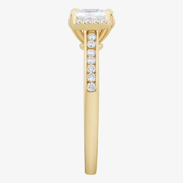 1 CT.T.W. (H-I / SI1-SI2) Lab-Grown Diamond Side Stone Halo Engagement Ring in 10K Gold