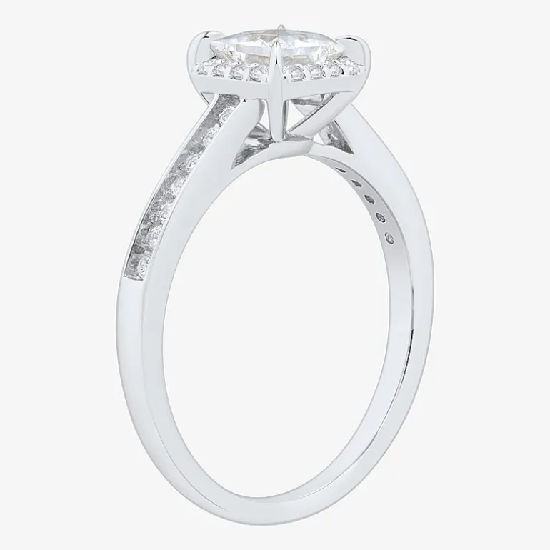 1 CT.T.W. (H-I / SI1-SI2) Lab-Grown Diamond Side Stone Halo Engagement Ring in 10K Gold