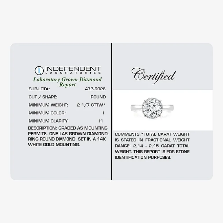 2 1/7 Ct.T.W. (I / I1) Womens Lab Grown White Diamond 14K Gold Round Halo Engagement Ring