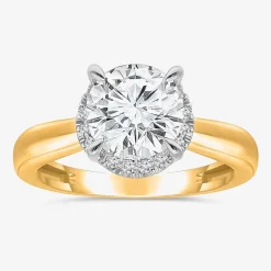 2 1/7 Ct.T.W. (I / I1) Womens Lab Grown White Diamond 14K Gold Round Halo Engagement Ring