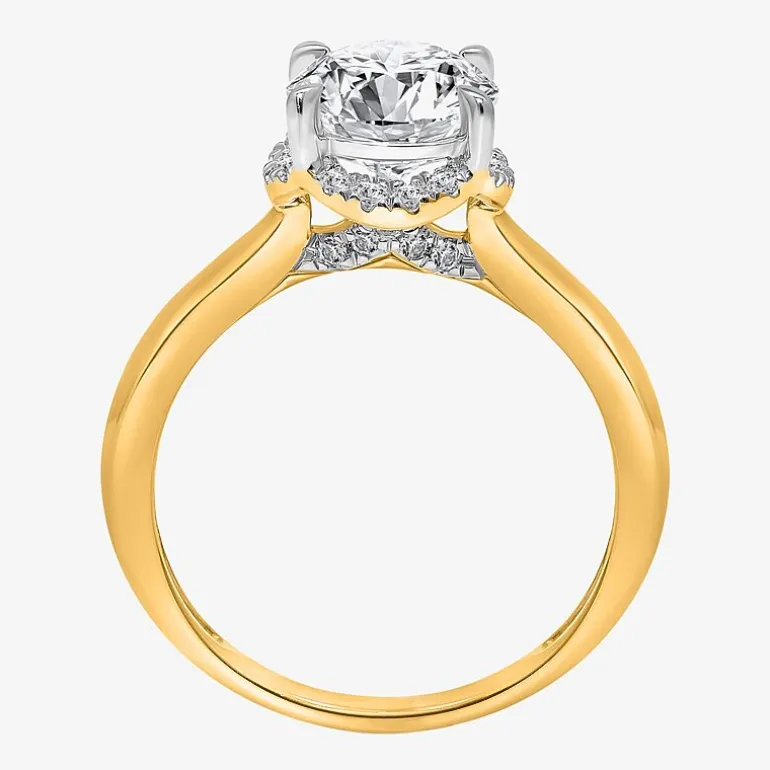 2 1/7 Ct.T.W. (I / I1) Womens Lab Grown White Diamond 14K Gold Round Halo Engagement Ring