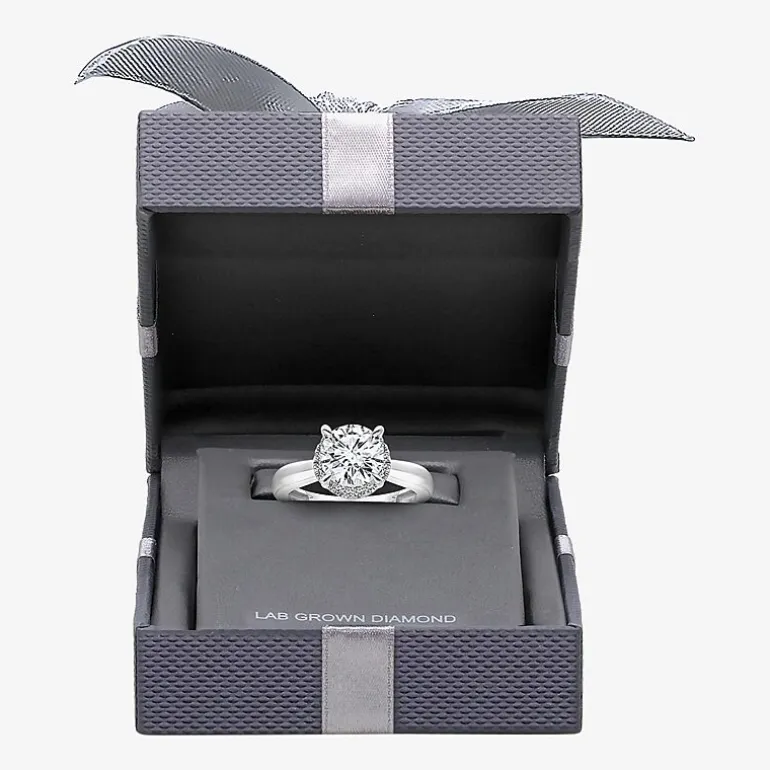 2 1/7 Ct.T.W. (I / I1) Womens Lab Grown White Diamond 14K Gold Round Halo Engagement Ring
