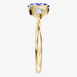 1/5 CT. T.W. Lab-Grownd Diamond and Genuine Gemstone 10K Gold Oval 3-Stone Cocktail Ring